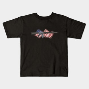 M16 Rifle with US Flag Kids T-Shirt